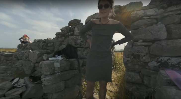 Hot Tattoo Model Brille Masturbating With Dildo And Hitachi Vibrator In Ancient Ruins Risky Public - Image 1