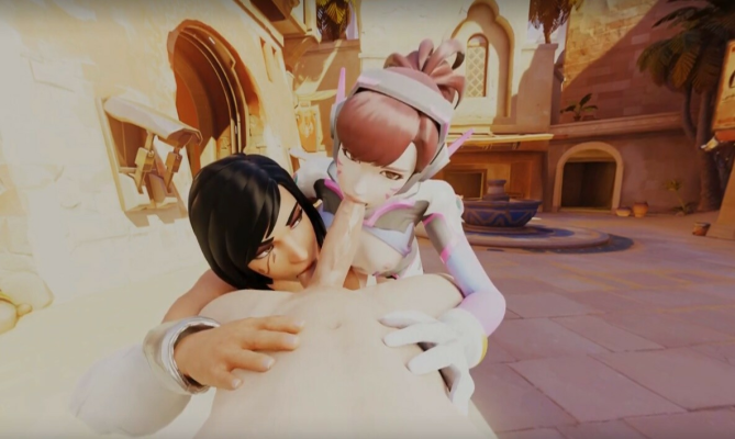 Overwatch Dva Pharah Threesome VR Blowjob - Image 2