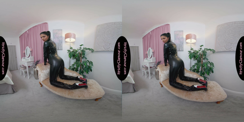 Jasmine Black Latex Catsuit Tease - Image 4